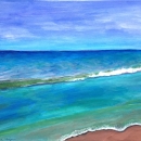 Painting of an ocean waves on a beach on canvas