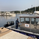 Clean Vessel Act Program mobile pump-out boat in operation