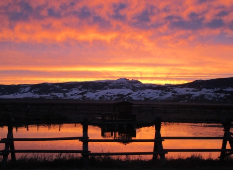 Sunrise on fishing pond