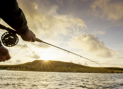 Fishing in a river at Kenai National Wildlife Refuge in Alaska.